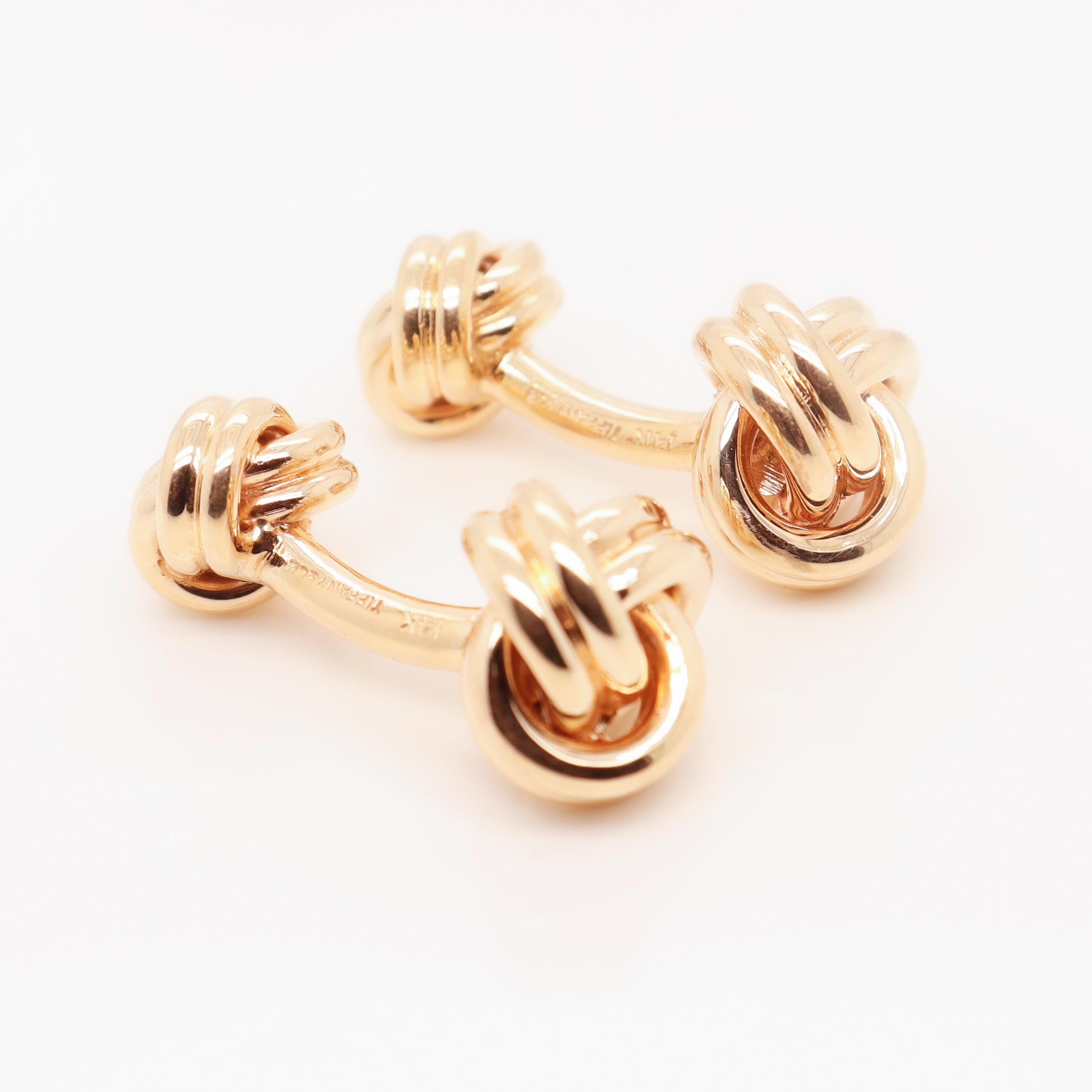 Pair of Tiffany & Co. 14k Gold Double Love Knot Cufflinks 7