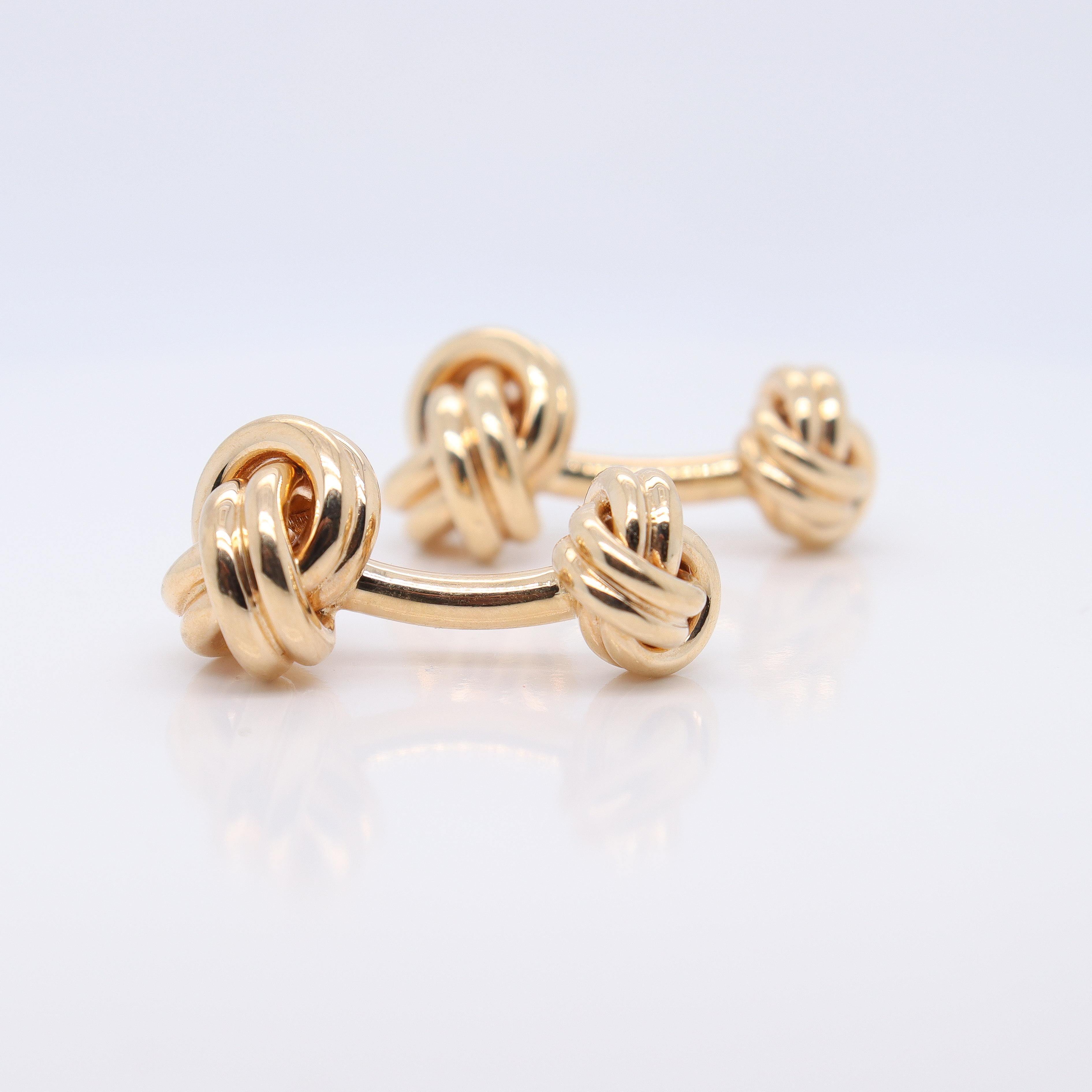Modern Pair of Tiffany & Co. 14k Gold Double Love Knot Cufflinks