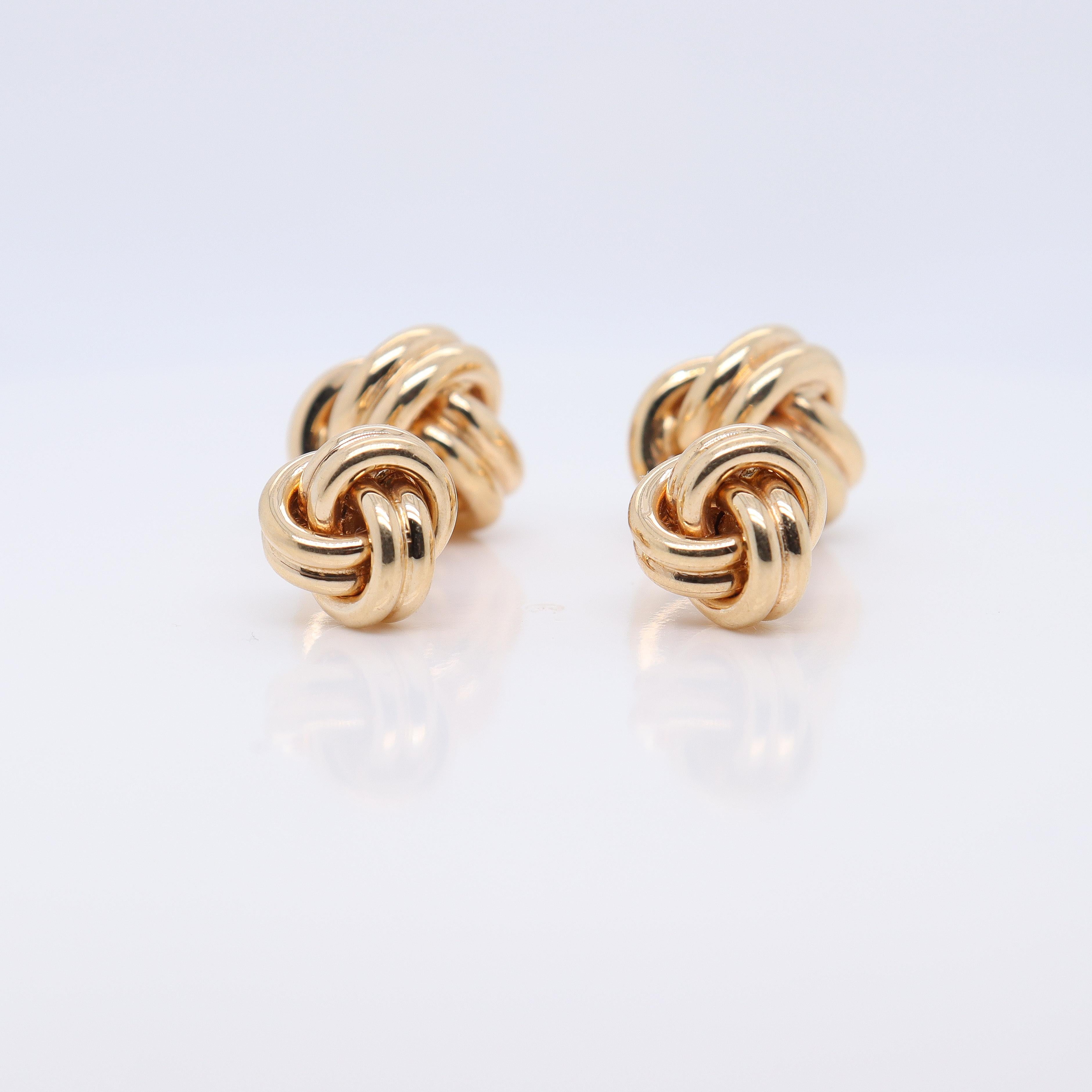 Pair of Tiffany & Co. 14k Gold Double Love Knot Cufflinks In Good Condition In Philadelphia, PA