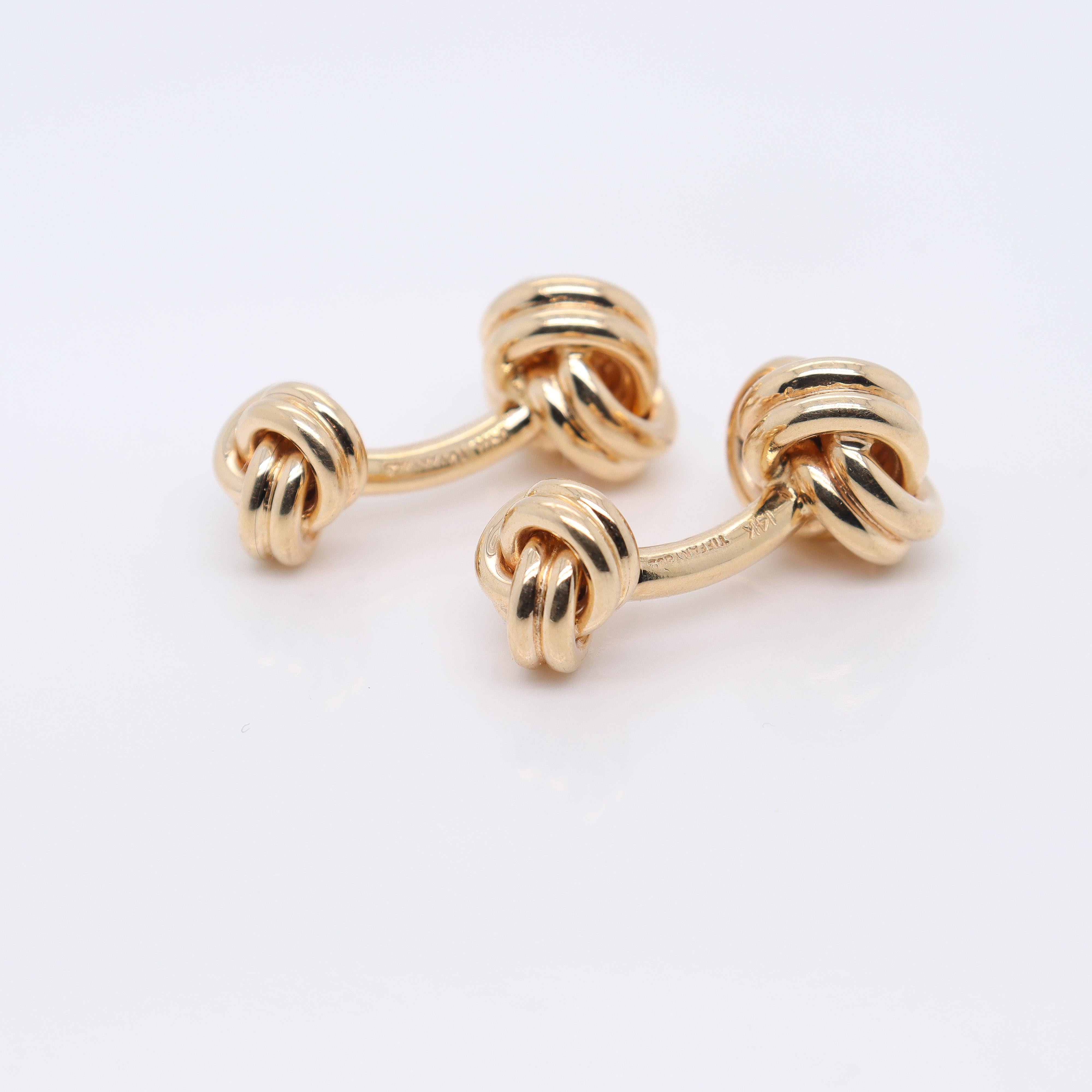 Pair of Tiffany & Co. 14k Gold Double Love Knot Cufflinks 1