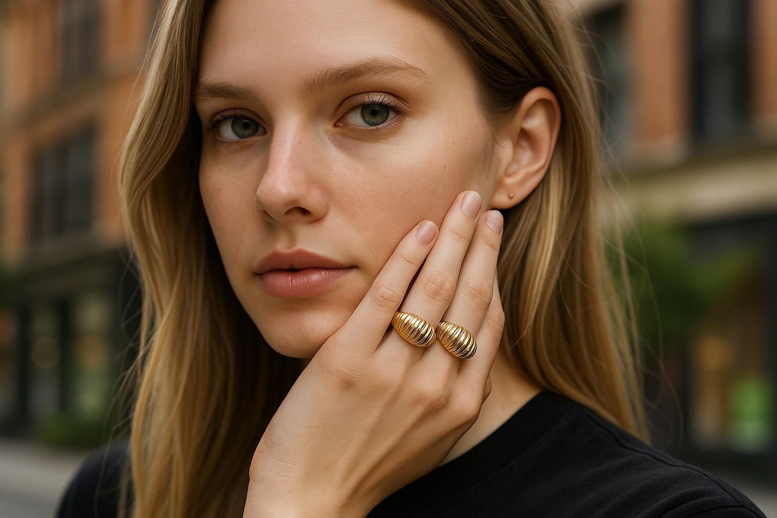 Dieses zeitlose Ringpaar aus 14-karätigem Gelbgold von Tiffany & Co. steht für die raffinierte Schlichtheit und skulpturale Eleganz des Hauses. Im 20. Jahrhundert gefertigt und neu poliert, um ihren warmen Glanz wiederherzustellen, ist jeder Ring