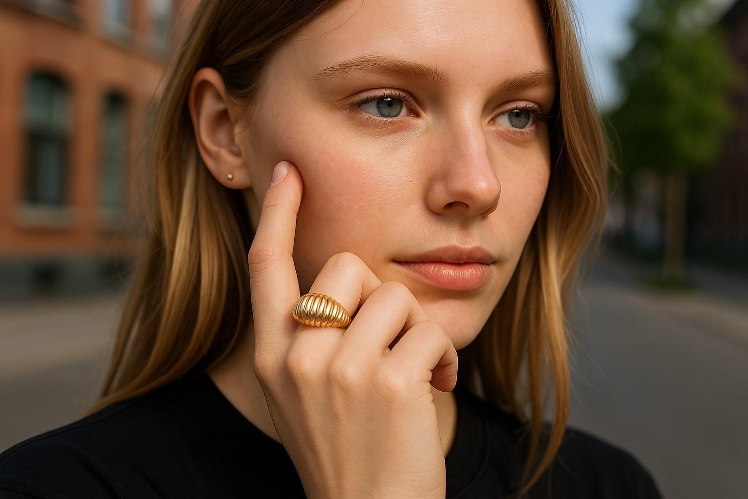 Paar Tiffany & Co. 14k Gold Jakobsmuschelringe, Satz von 2 im Zustand „Gut“ im Angebot in New York, NY