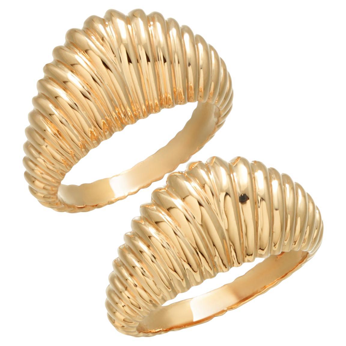 Paar Tiffany & Co. 14k Gold Jakobsmuschelringe, Satz von 2 im Angebot