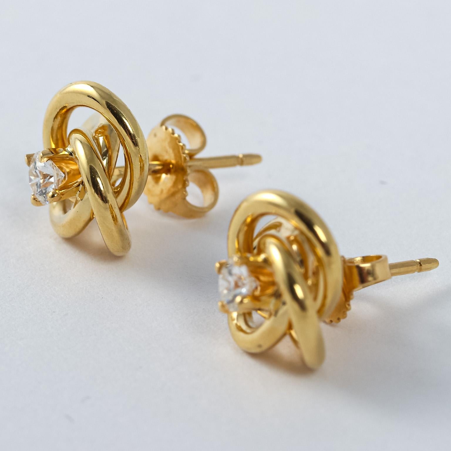 tiffany 18k gold love knot earrings