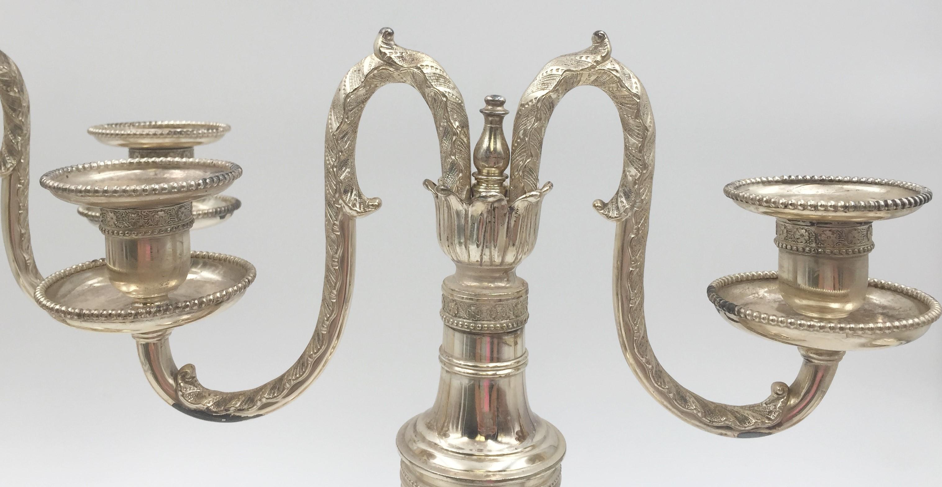 Pair of Tiffany & Co. 1877 Silver 2-Light Candelabras In Good Condition In New York, NY