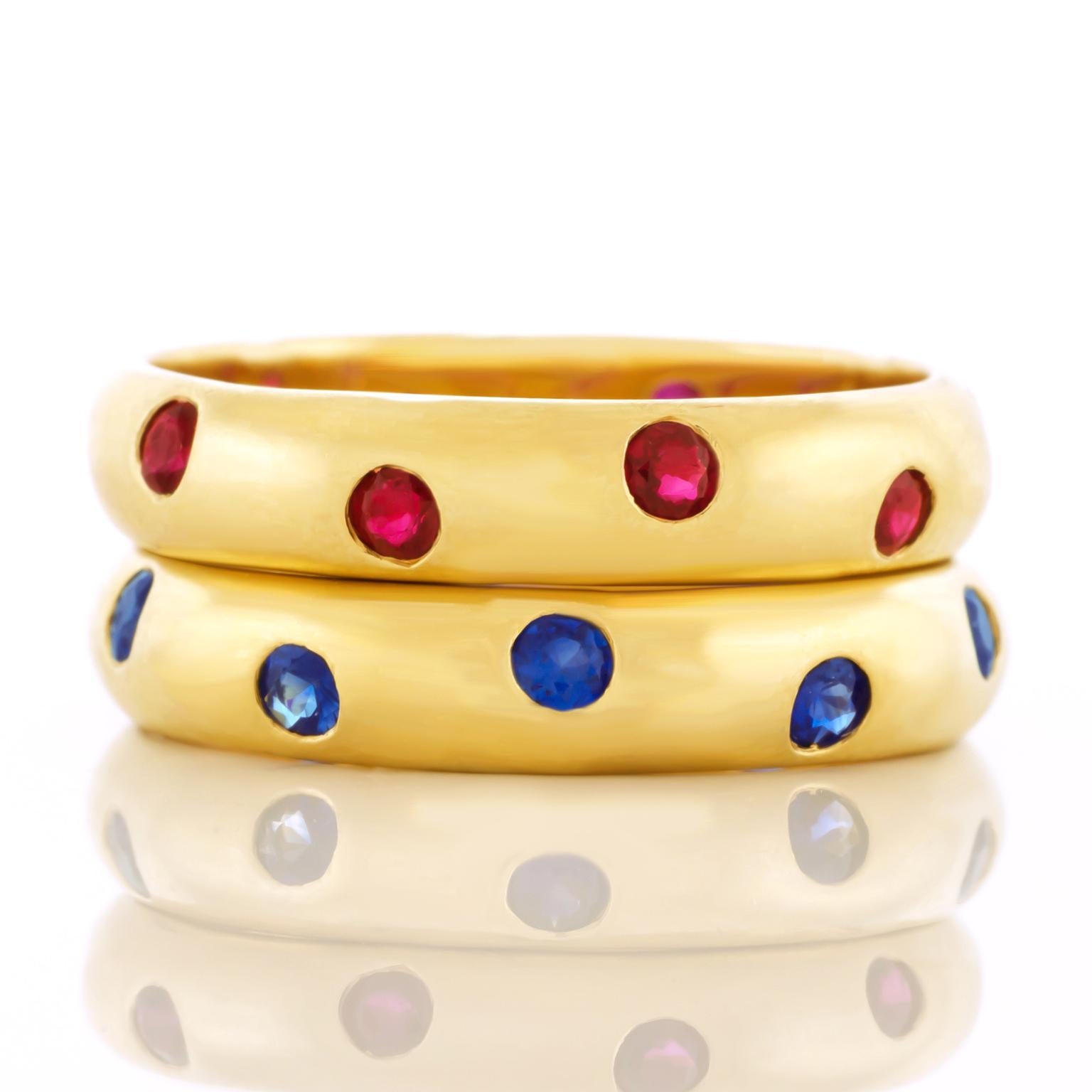 Pair of Tiffany & Co. Etoile Rings, One Sapphire and One Ruby 3