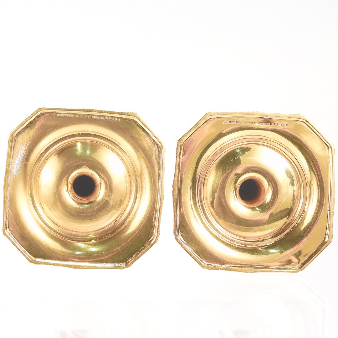 Paar von Tiffany & Co. Vergoldete Sterling Silber Bambus-Muster Kerzenständer im Angebot 5