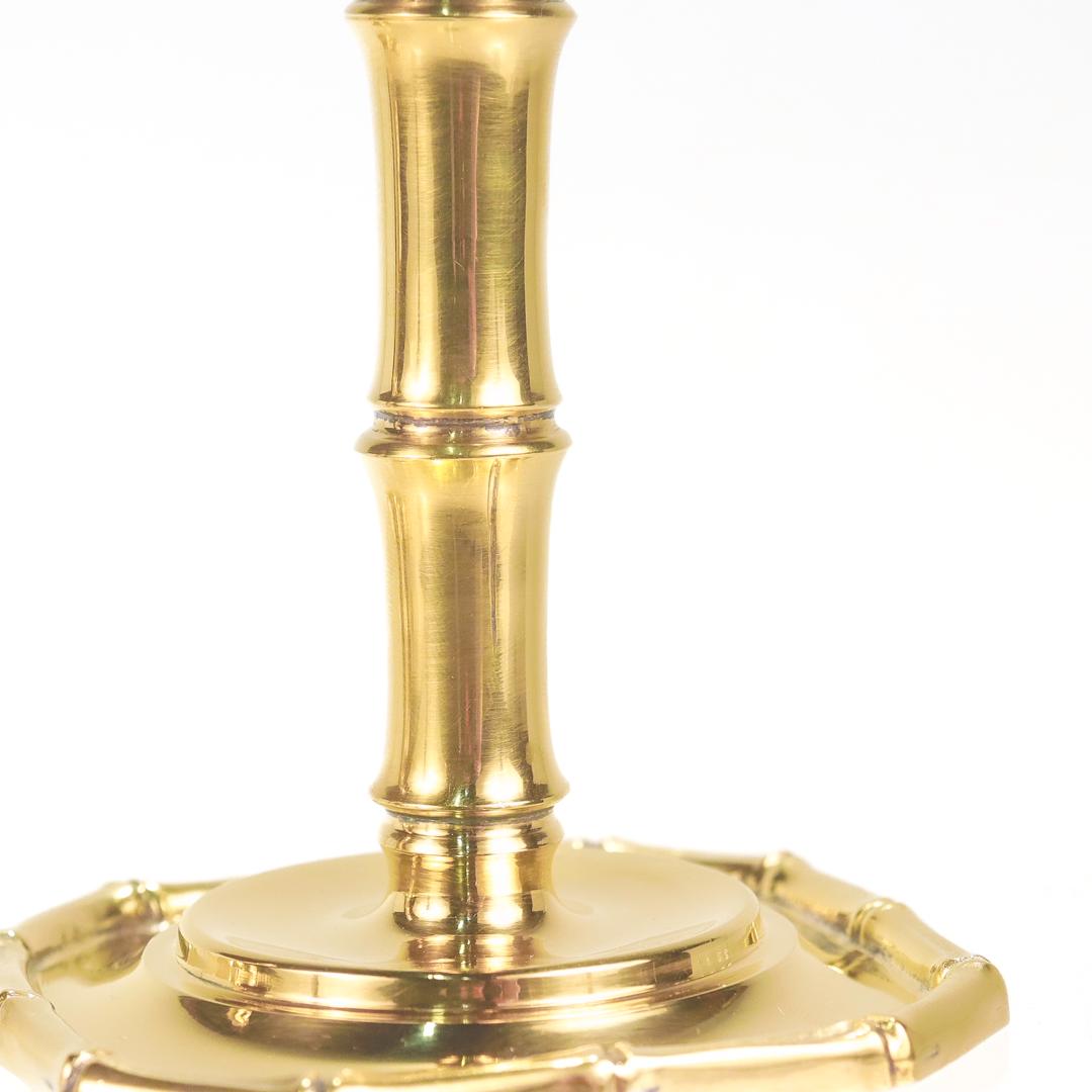 Pair of Tiffany & Co. Gilt Sterling Silver Bamboo Pattern Candlesticks 9