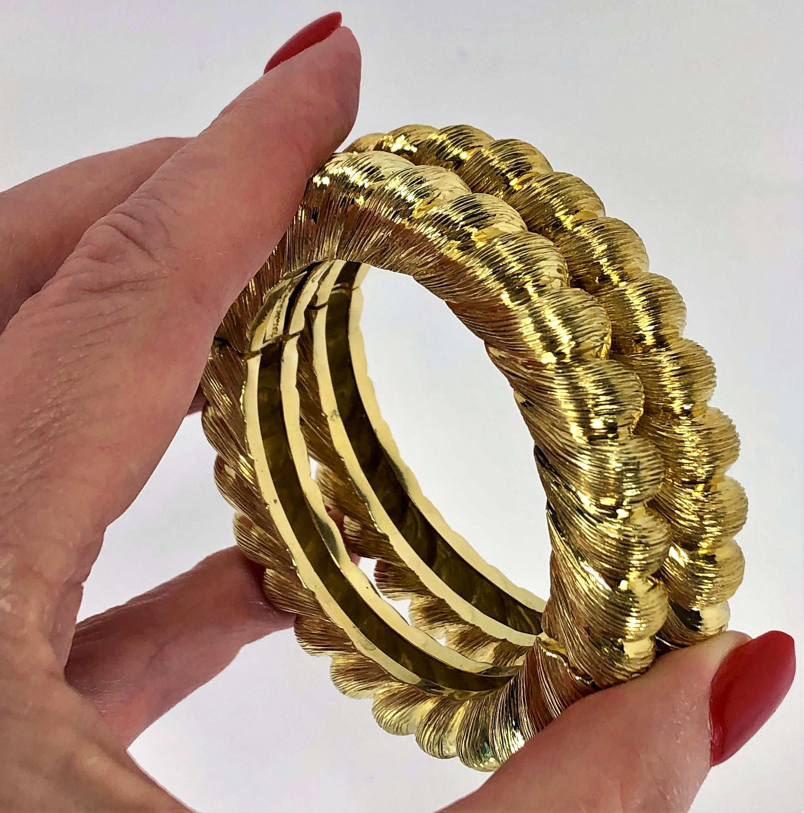 Pair of Tiffany & Co. Gold Rope Design Bangle Bracelets 3