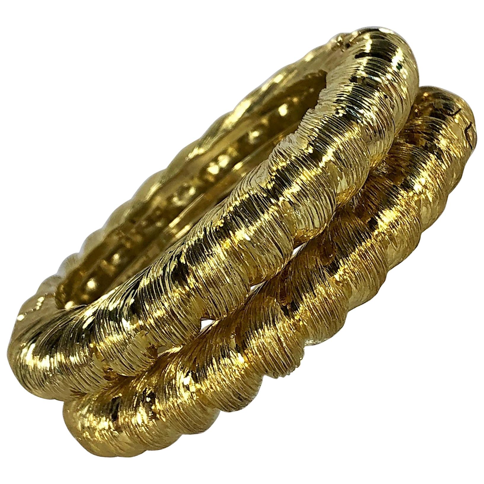 Pair of Tiffany & Co. Gold Rope Design Bangle Bracelets