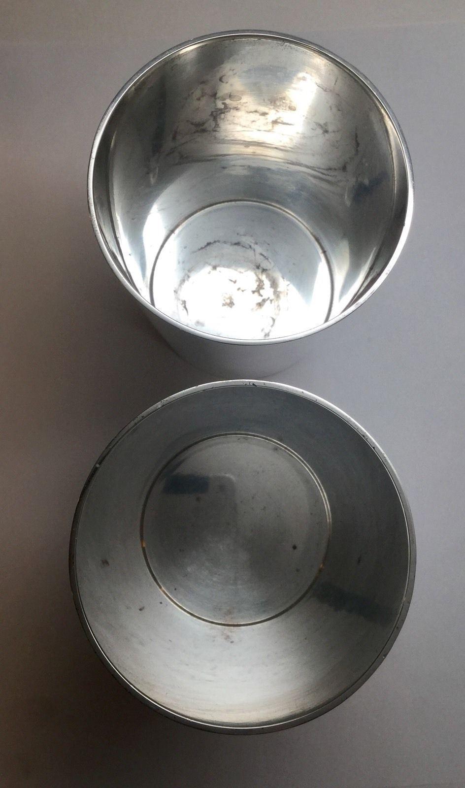 Pair of vintage Tiffany & Co. heavy sterling silver tumblers. Each engraved with a single name: Patty and Dick. Marked: TIFFANY & CO. MAKERS, STERLING 25274 X. Measures: 4 1/2