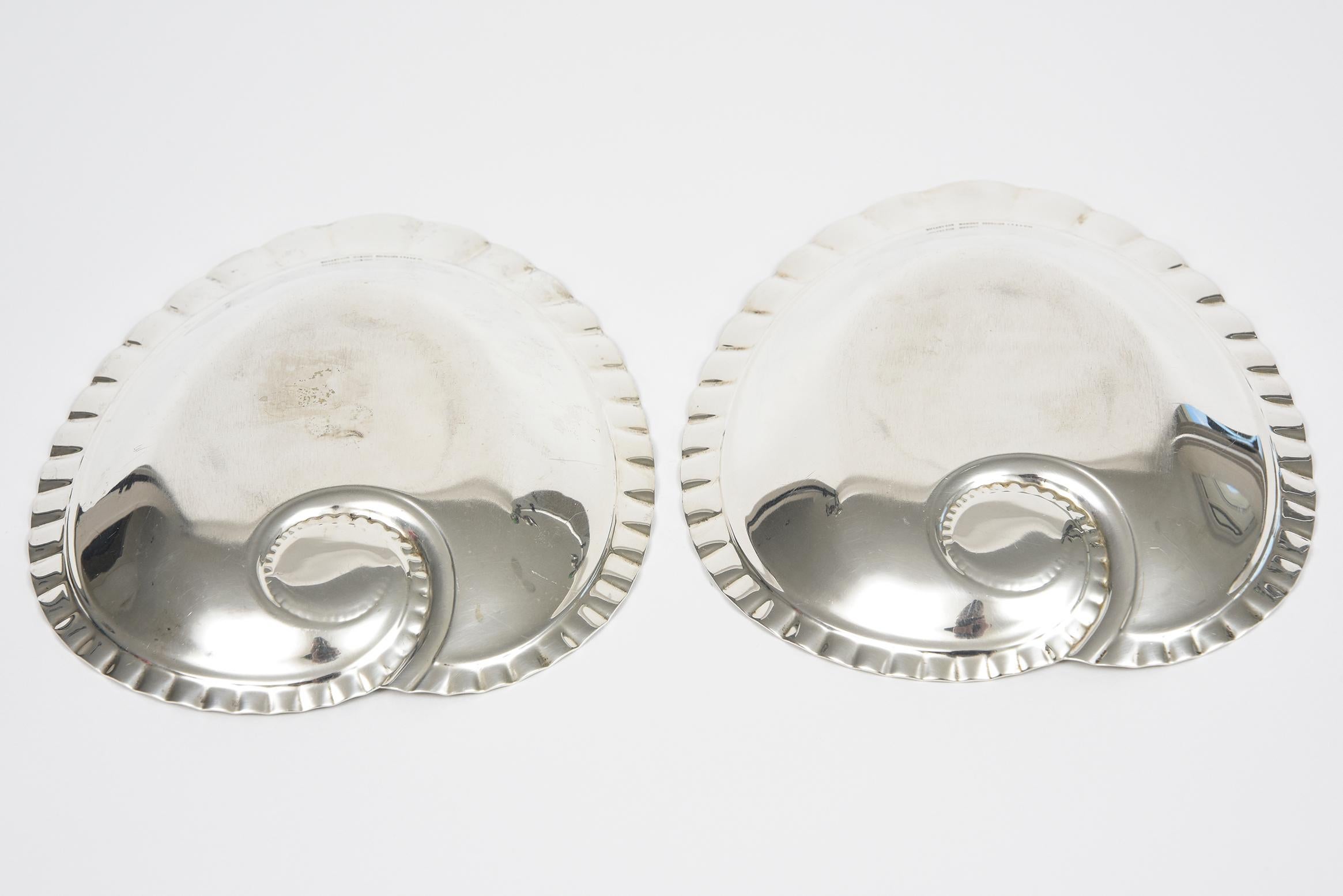 Pair of Tiffany & Co. Scalloped Heart Shaped Sterling Silver Candy Dish Bowls For Sale 6