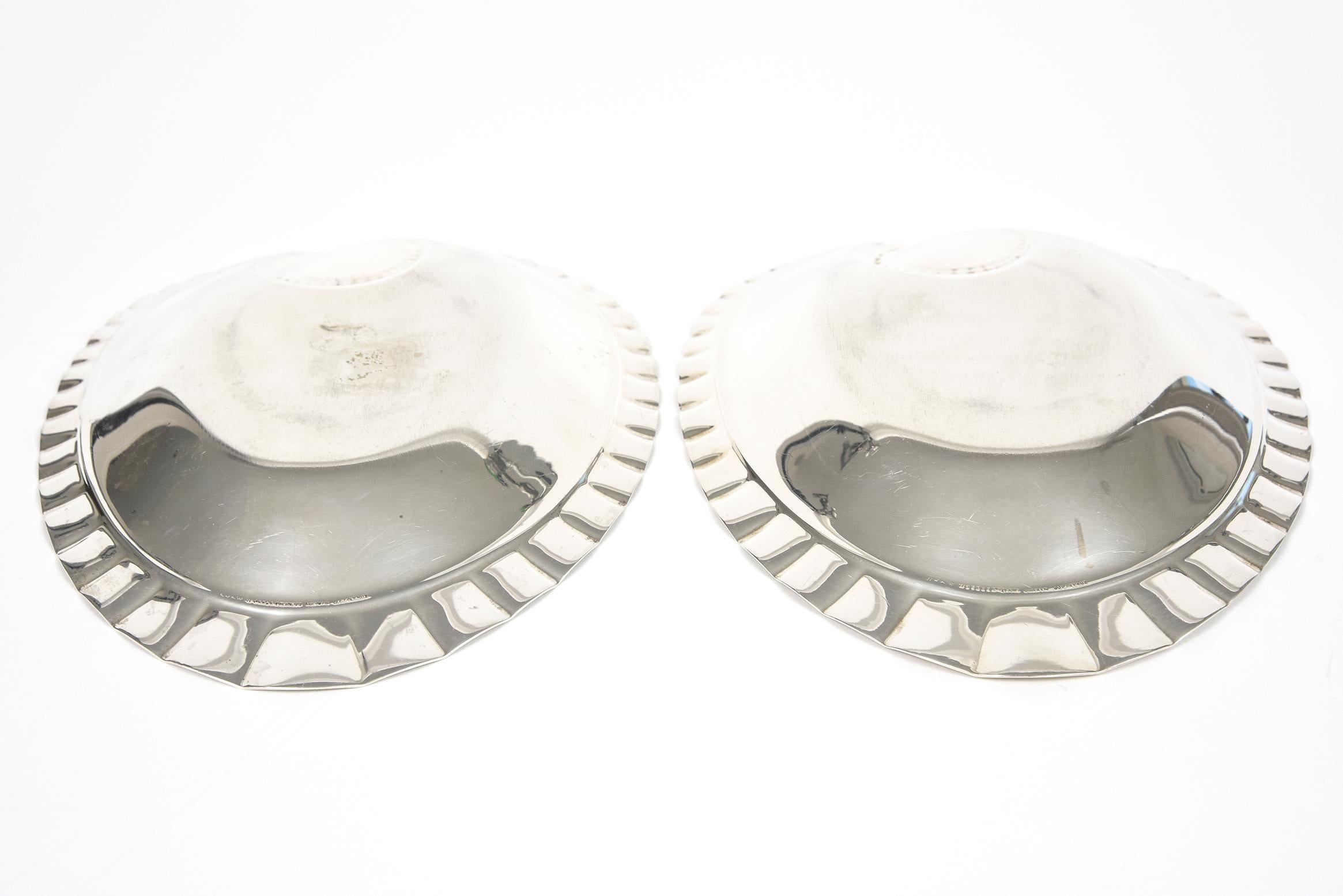 Pair of Tiffany & Co. Scalloped Heart Shaped Sterling Silver Candy Dish Bowls For Sale 8