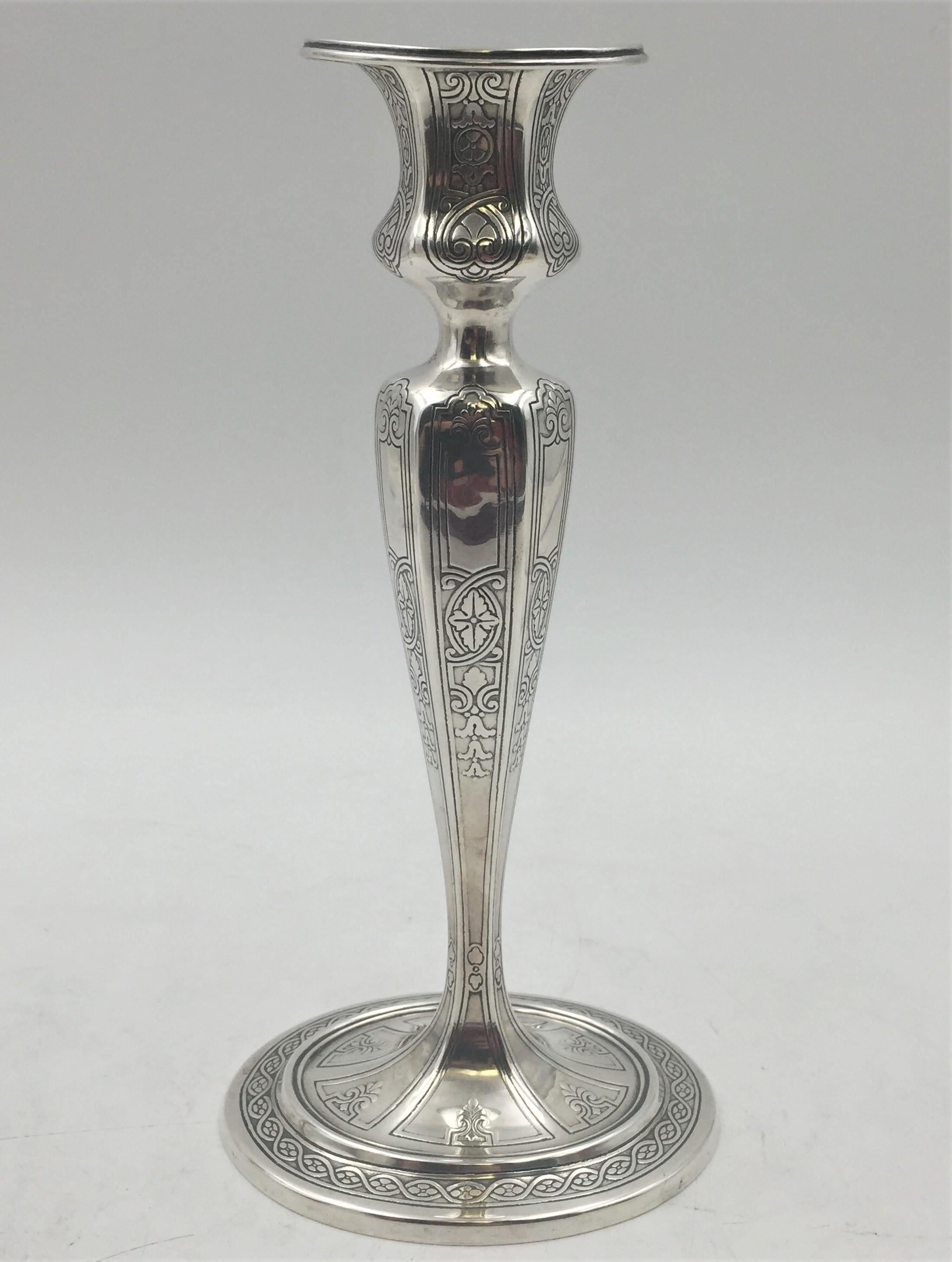 Pair of Tiffany & Co. Sterling Silver 1910 Candlesticks in Art Deco Style In Good Condition In New York, NY