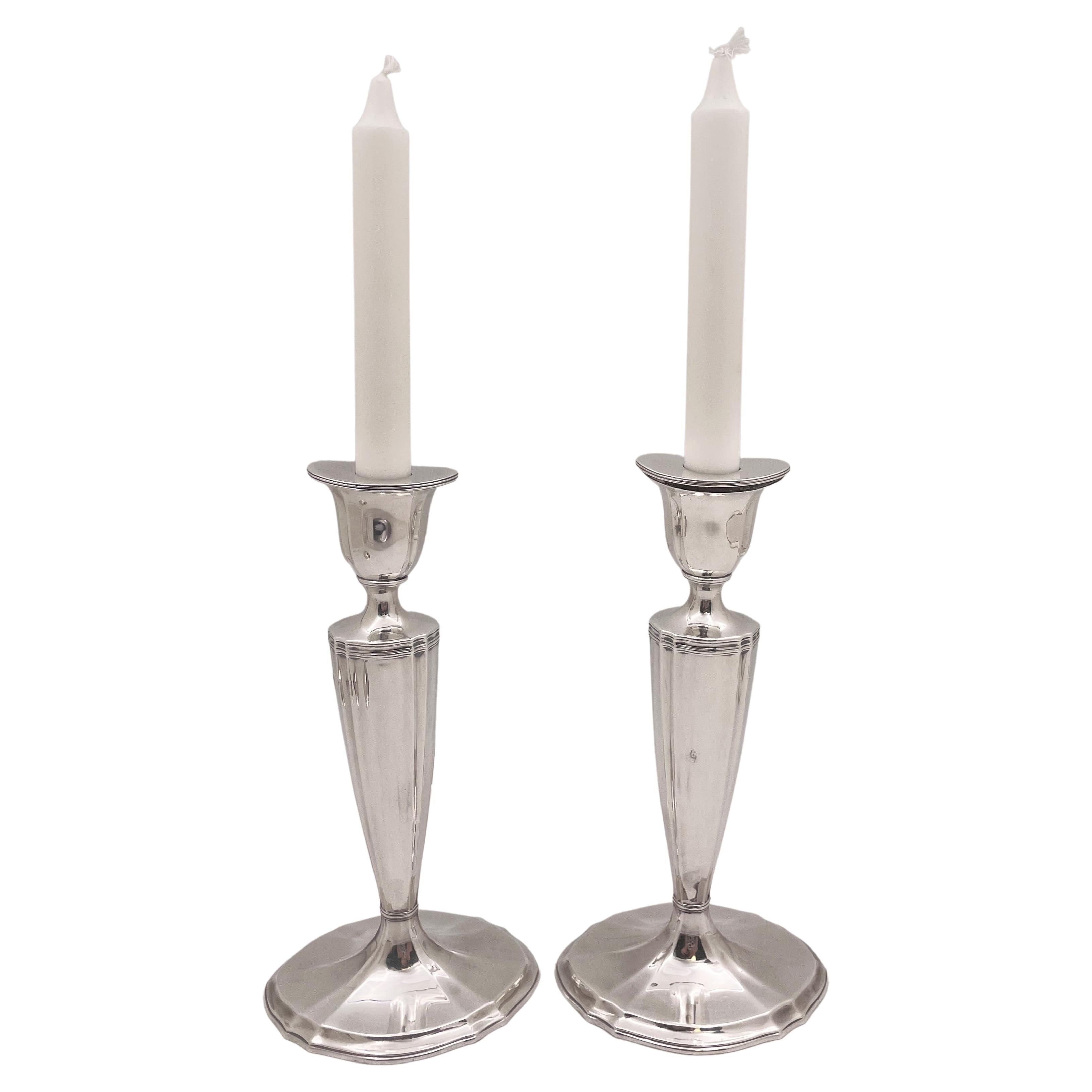 Pair of Tiffany and Co. Sterling Silver 1912 Candlesticks in Art Deco