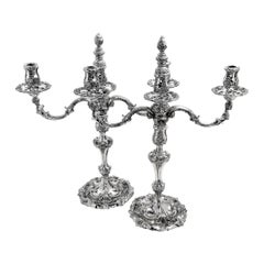 Pair Tiffany & Co Sterling Silver Candelabra Candlesticks English Hallmark 1956 
