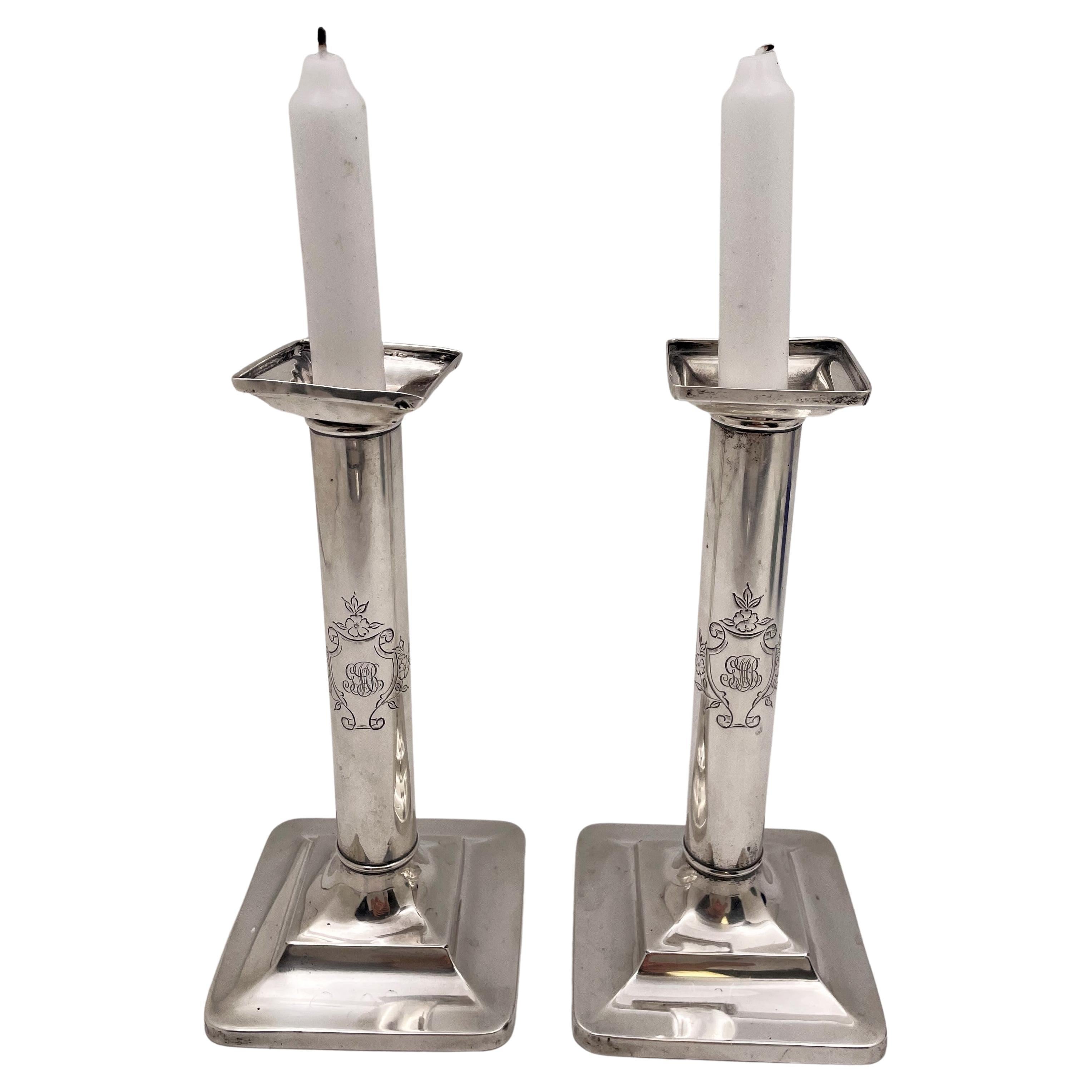 Pair of Tiffany & Co. Sterling Silver Candlesticks from 1903 For Sale