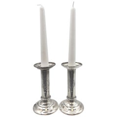 Pair of Tiffany & Co. Sterling Silver Candlesticks from 1903 with Fine Engraving