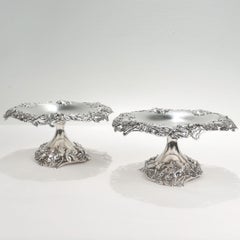 Pair of Tiffany & Co. Sterling Silver Pierced Compotes or Tazzas with Wild Roses