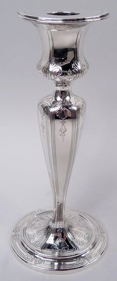 Pair of Tiffany Edwardian Classical Sterling Silver Candlesticks