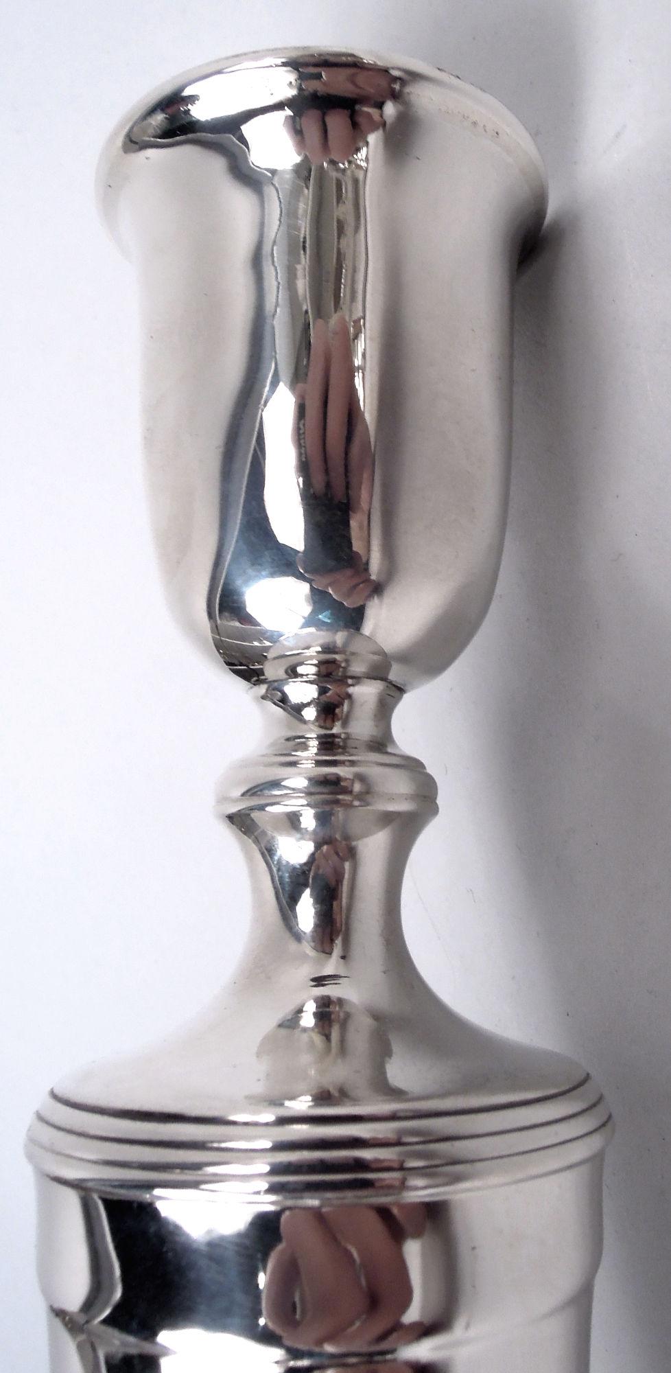 Pair of Tiffany Edwardian Classical Sterling Silver Candlesticks For Sale 1