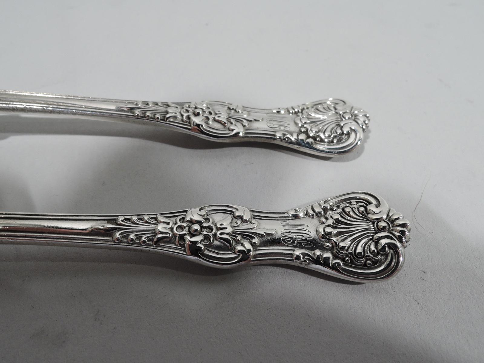 Georgian Pair of Tiffany English King Sterling Silver Master Salt Spoons