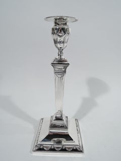 Pair of Tiffany English Neoclassical Sterling Silver Candlesticks