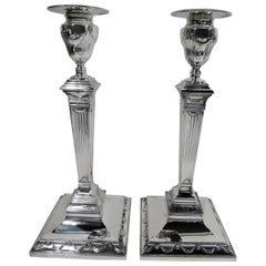 Pair of Tiffany English Neoclassical Sterling Silver Candlesticks