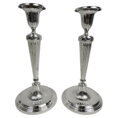 Pair of Tiffany & Co. English Neoclassical Sterling Silver Candlesticks