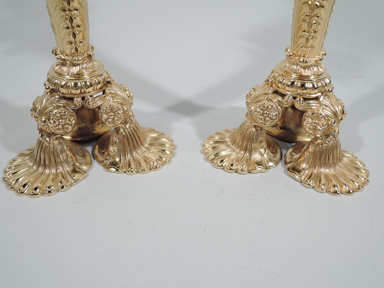 Pair of Tiffany Exuberantly Classical Paris Exposition Universelle Candlesticks 1