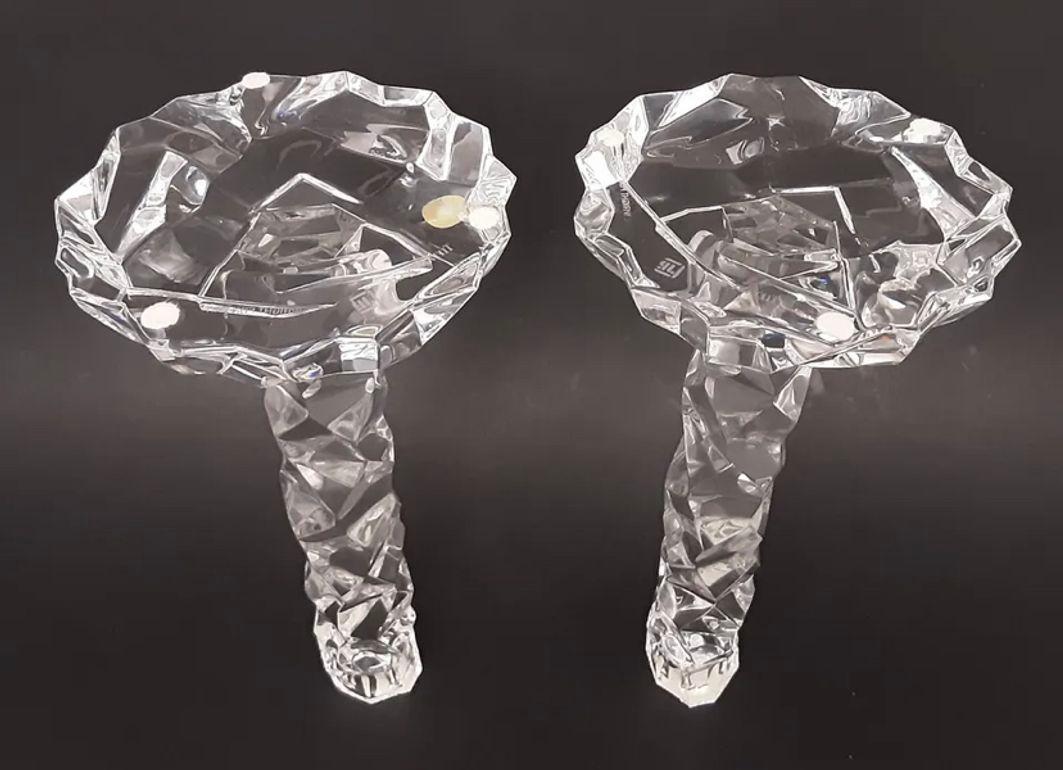 Austrian Pair of Tiffany Faux Rock Crystal Candlesticks by Van Day Truex, 20th Century For Sale
