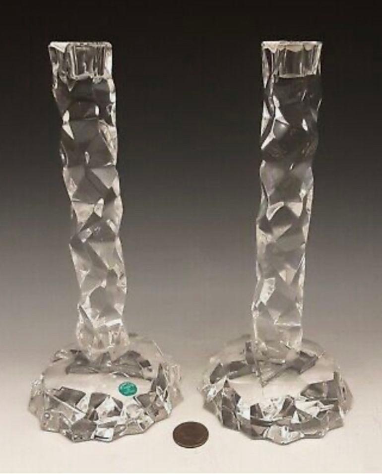 Cast Pair of Tiffany Faux Rock Crystal Candlesticks by Van Day Truex, 20th Century For Sale