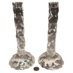 Retro Pair of Tiffany Faux Rock Crystal Candlesticks by Van Day Truex, 20th Century