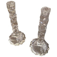 Pair of Tiffany Faux Rock Crystal Candlesticks by Van Day Truex, Mid-20th C.
