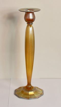 Pair of Tiffany Favrile Glass Candlesticks by Tiffany Studios