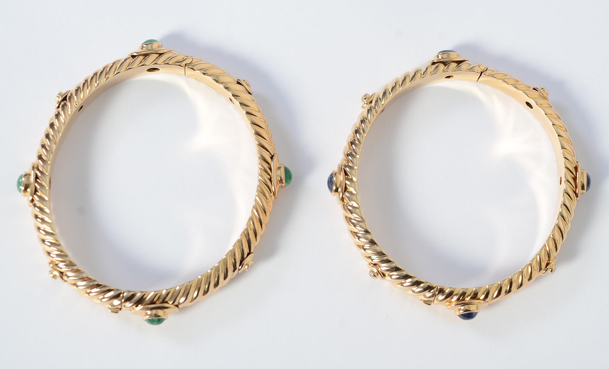 diamond and emerald bangles