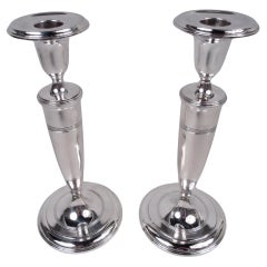 Pair of Tiffany Modern Classical Sterling Silver Candlesticks