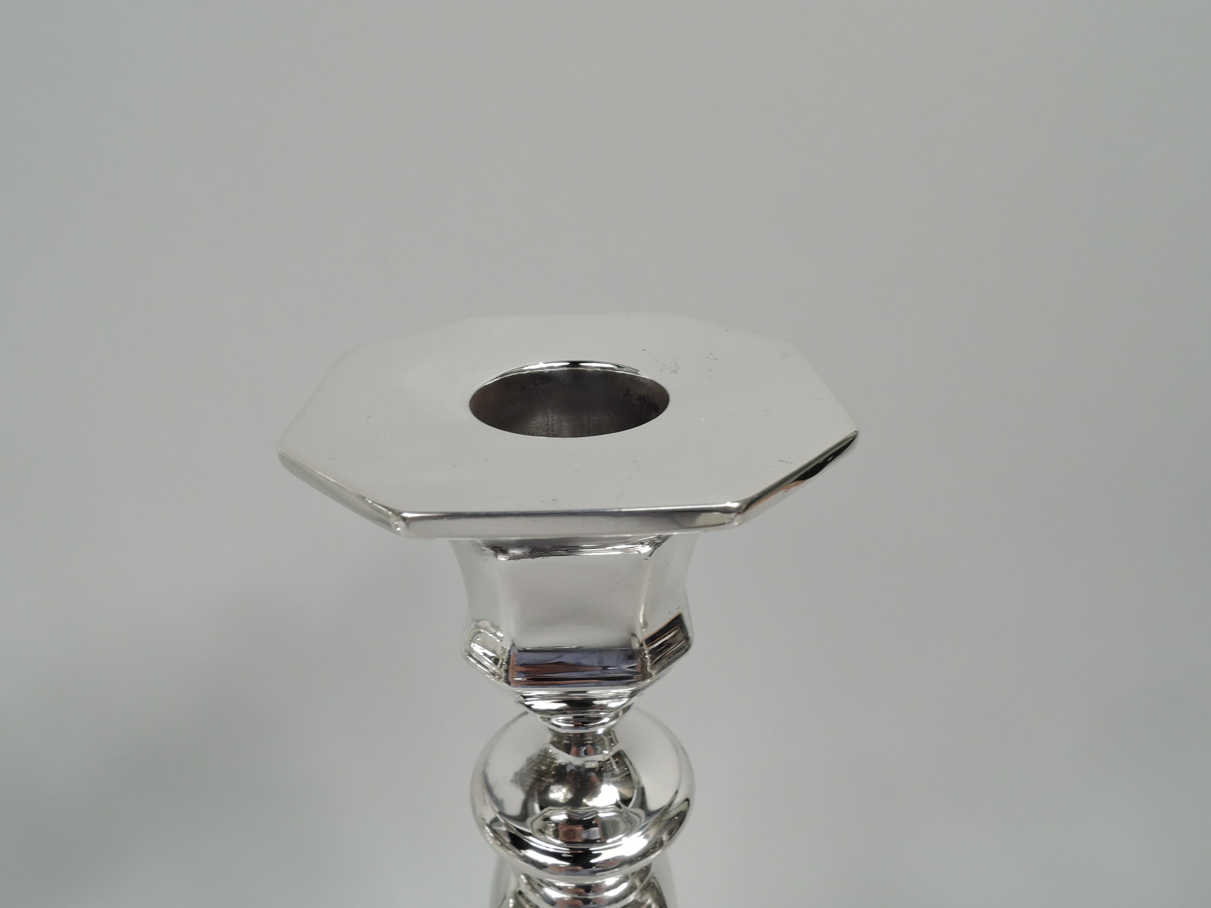 American Pair of Tiffany & Co. Modern Georgian Sterling Silver Candlesticks