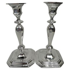 Pair of Tiffany & Co. Modern Georgian Sterling Silver Candlesticks