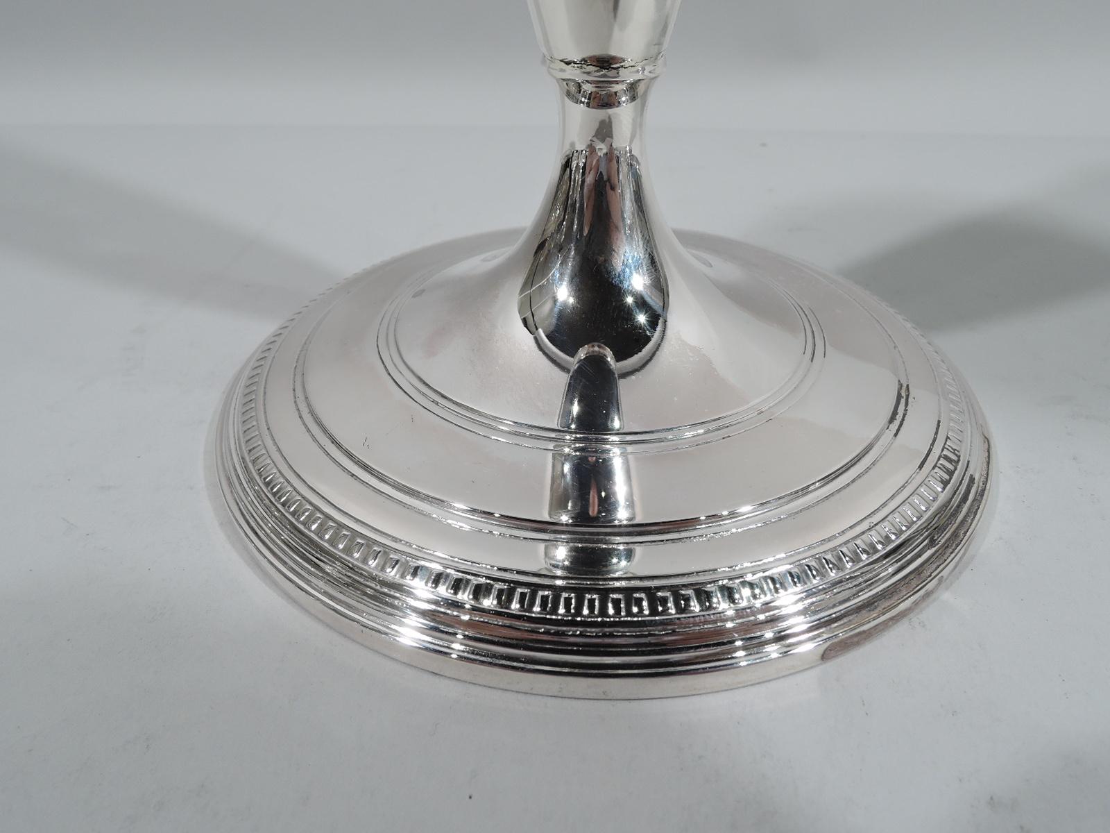 Pair of Tiffany Modern Regency Sterling Silver Candlesticks In Excellent Condition In New York, NY