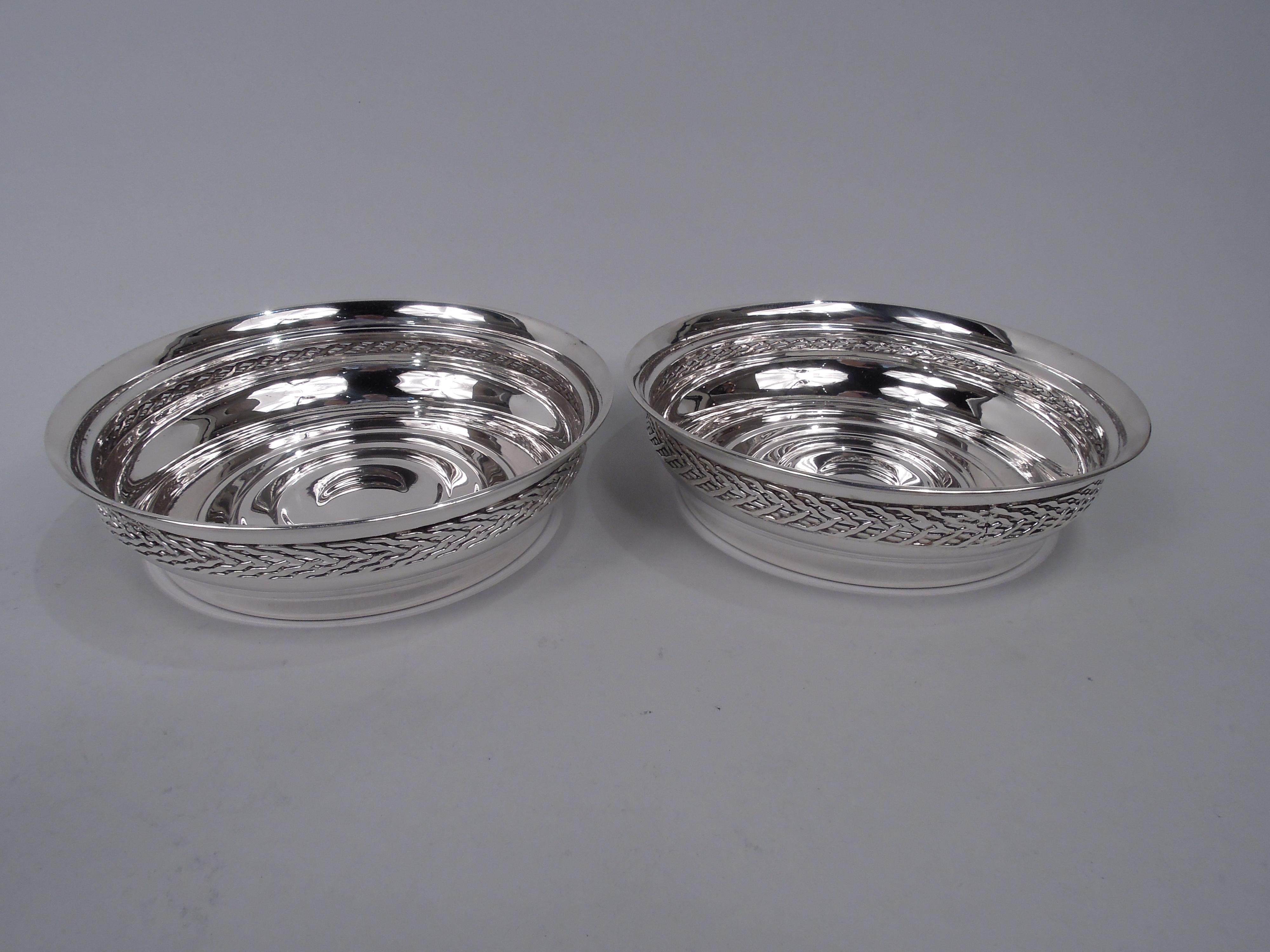 Pair of Tiffany Modern Sterling Silver Wine Bottle Coasters For Sale at ...