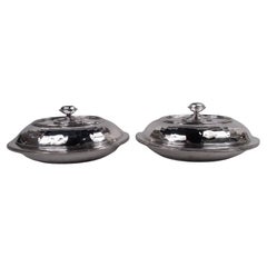 Antique Pair of Tiffany Saint Dunstan Sterling Silver Covered Vegetable Dishes