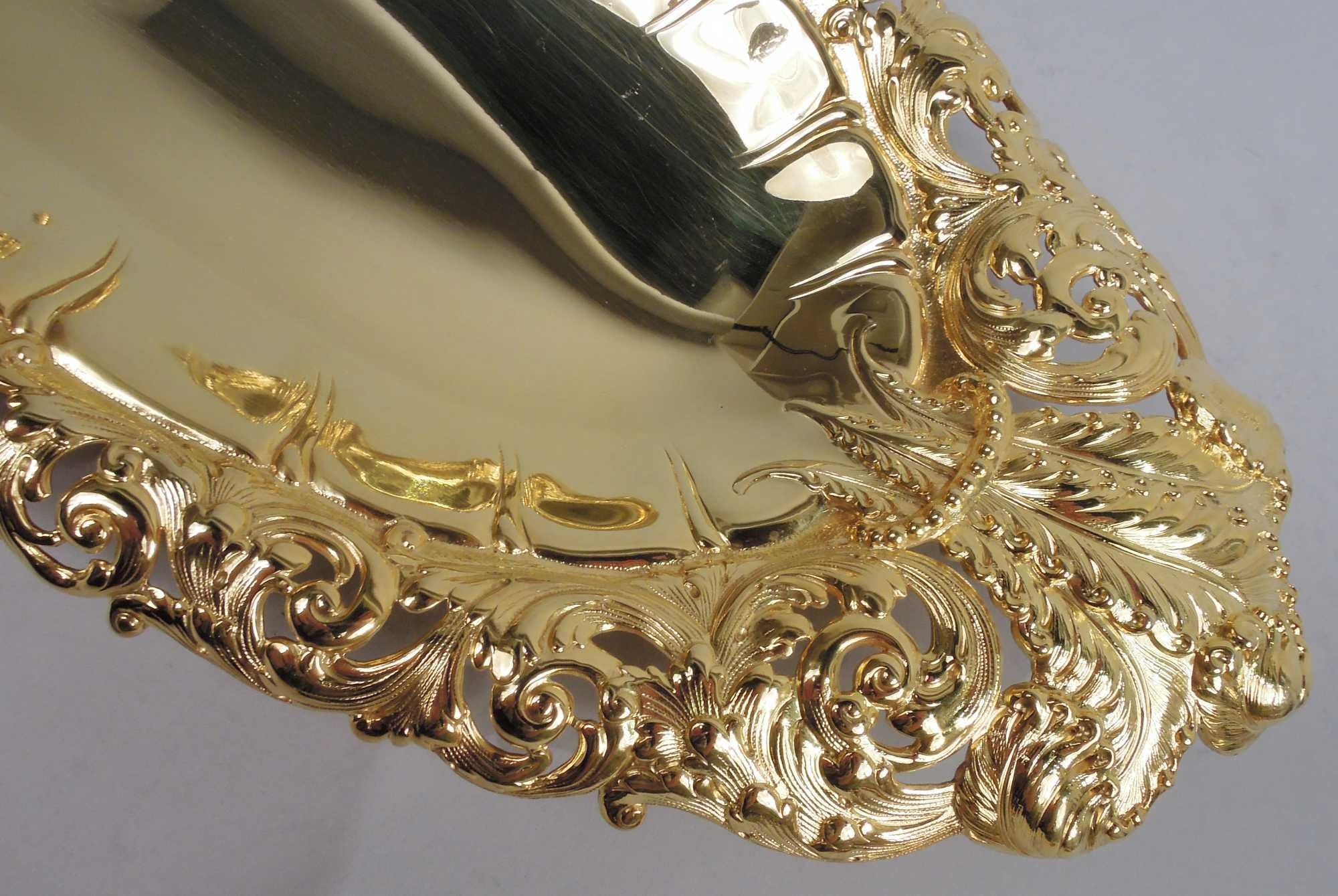 American Pair of Tiffany Silver Gilt Bread Trays with Prince of Wales Feathers For Sale