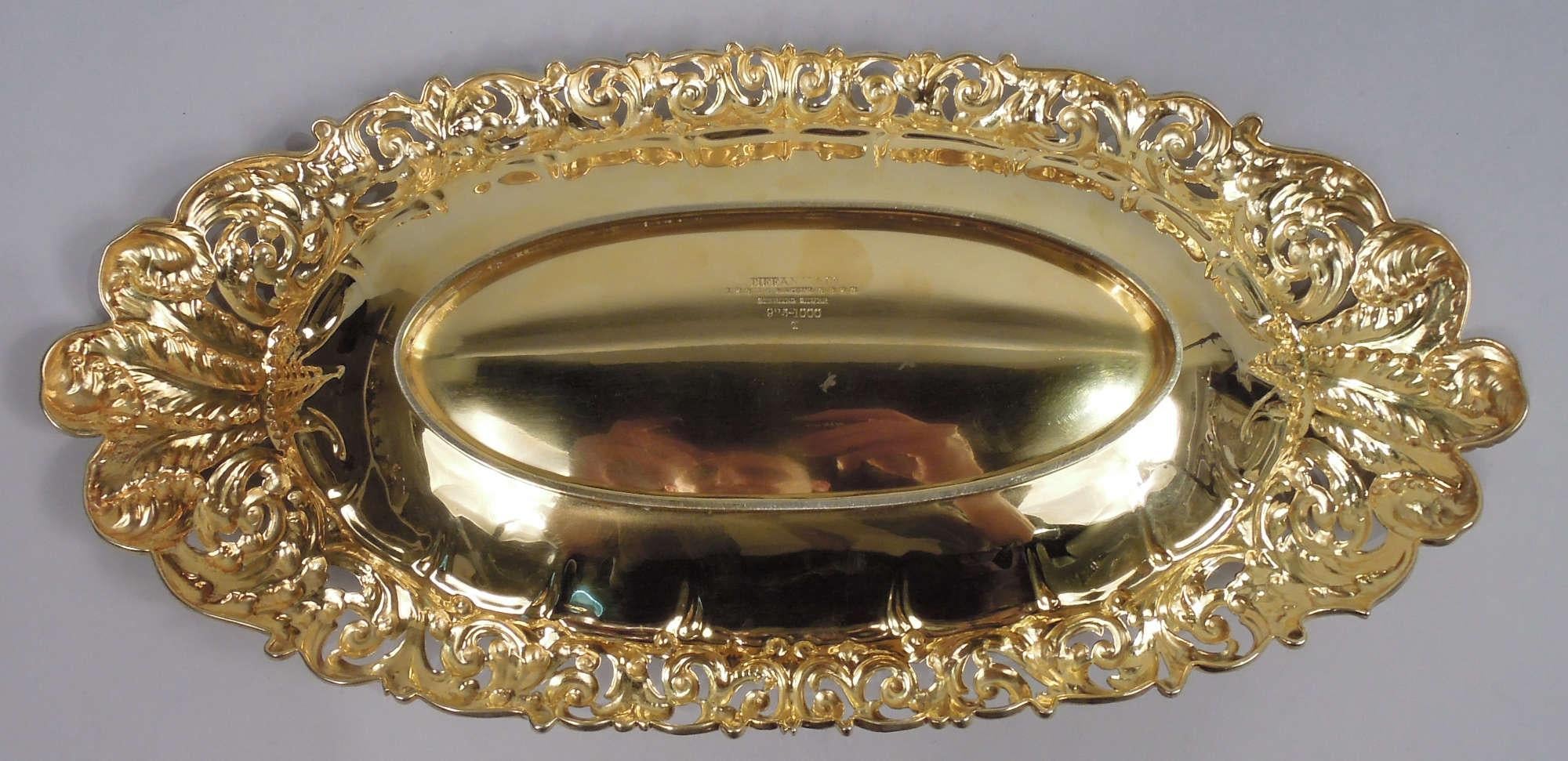 19th Century Pair of Tiffany Silver Gilt Bread Trays with Prince of Wales Feathers For Sale