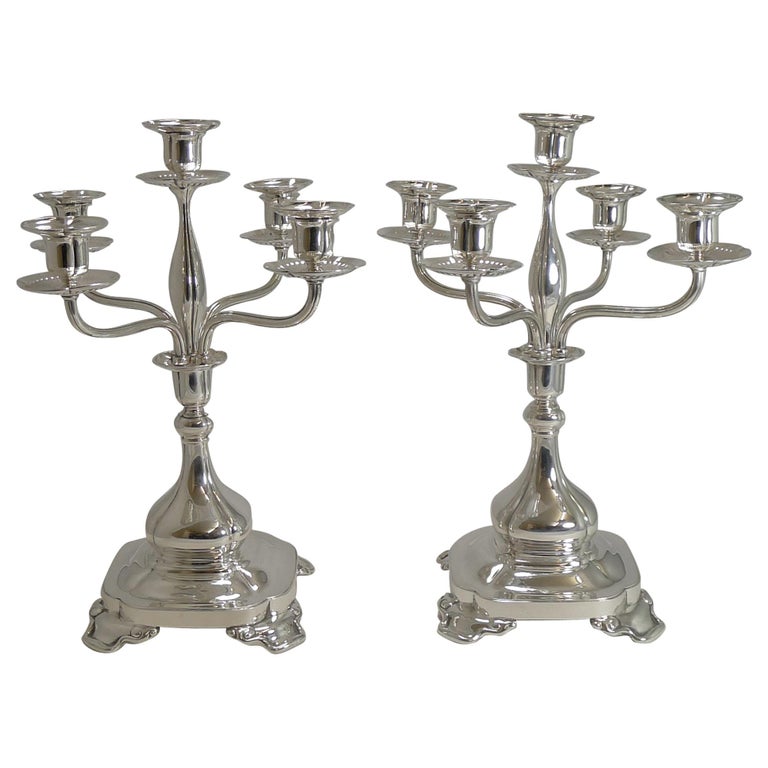 Pair of Tiffany Silver Plated FiveLight Candelabra, circa 1910 at 1stDibs