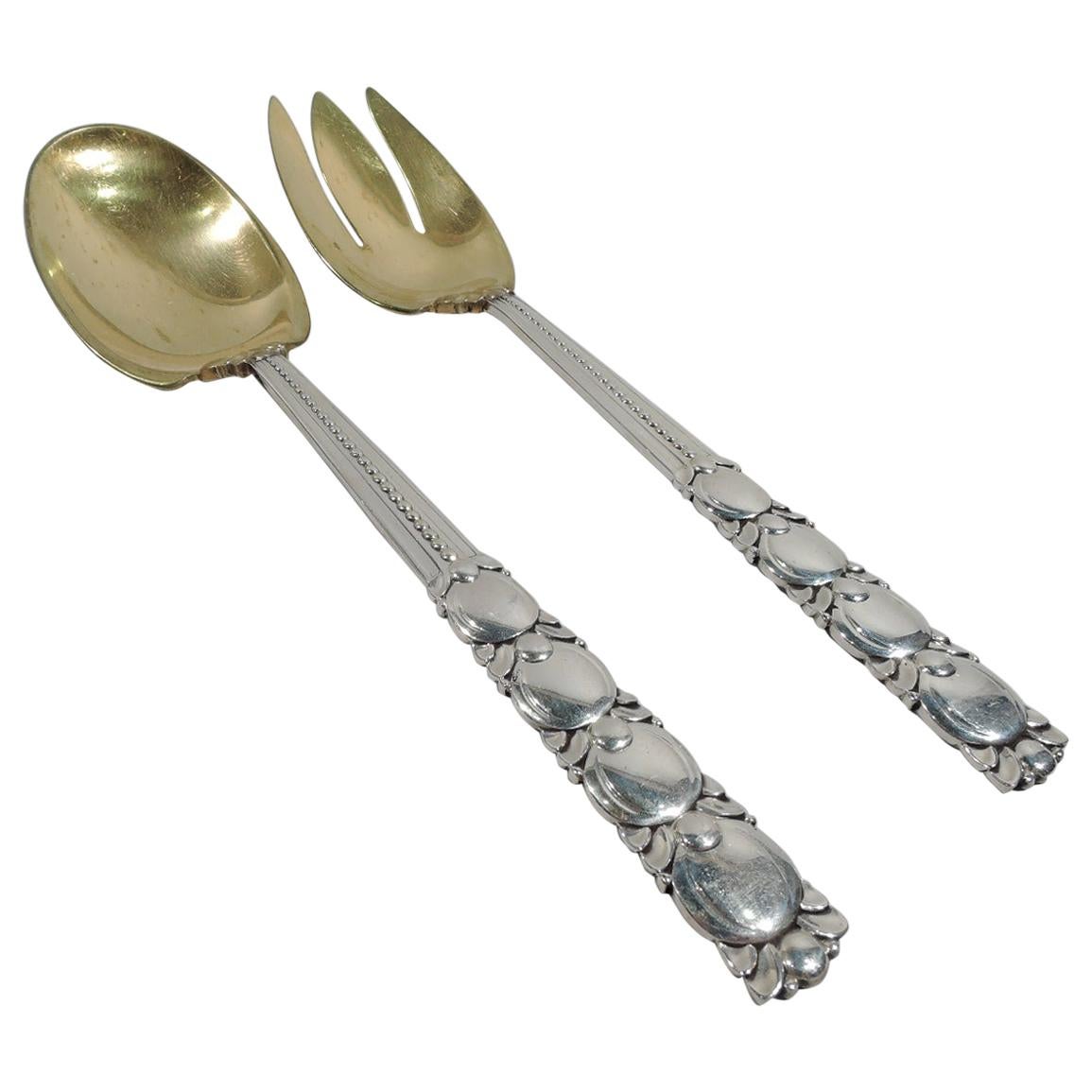 Jensen Ltd. 925 Silver Late Art Deco Pyramid Pattern Salad