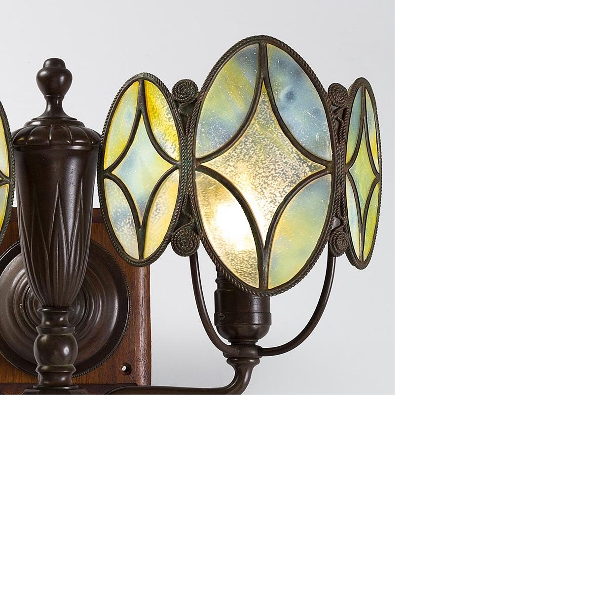Art Nouveau Pair of Tiffany Studios Double Shield 