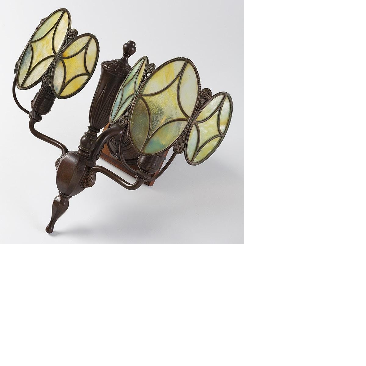 American Pair of Tiffany Studios Double Shield 