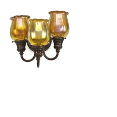 Pair of Tiffany Studios New York "Three-Light Tulip" Wall Sconces