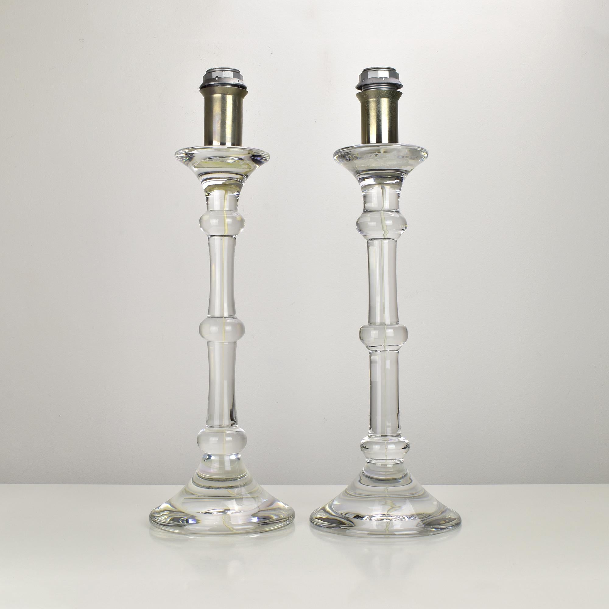 Pareja de lámparas de mesa Tiffany de Ingo Maurer y Val St. Lambert 1969 en Bueno estado para la venta en Bad Säckingen, DE